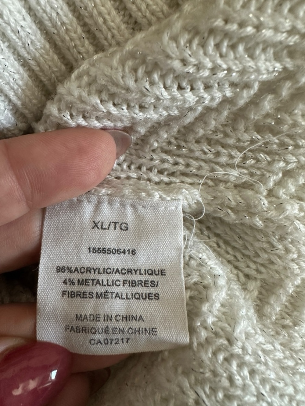 Warehouse One Cream Knit Dolman Sleeve Sweater | Silver Thread | XL - Picture 10 of 11